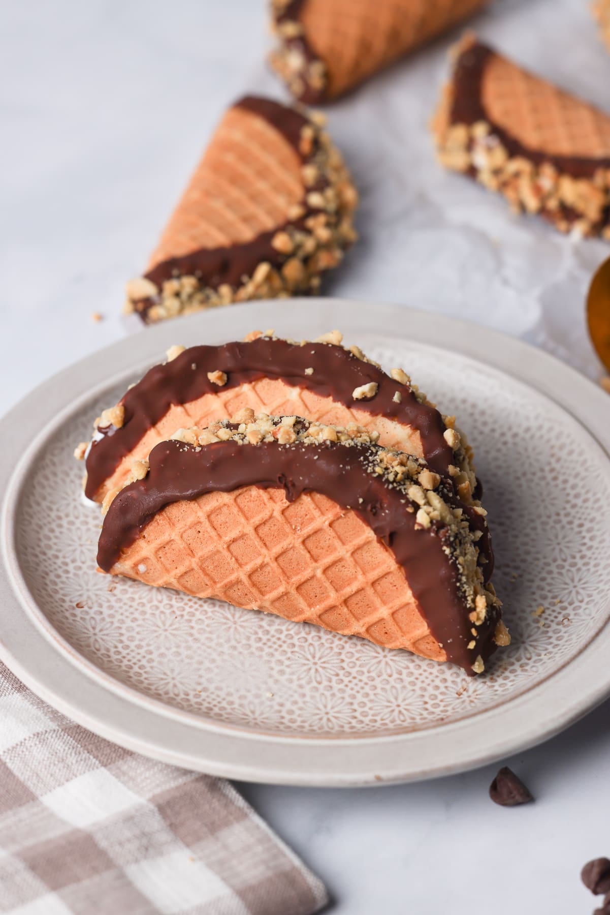 two homemade ice cream tacos on a plate